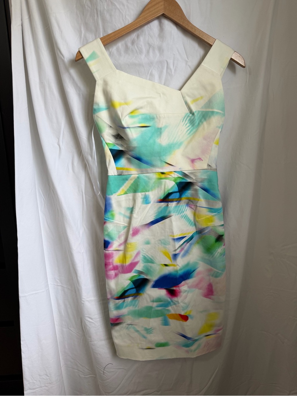 Roland Mouret Cream Midi Dress with Multicolor Abstract Print